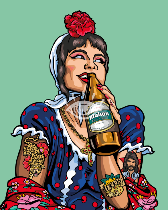 Chulapa con litrona Mahou